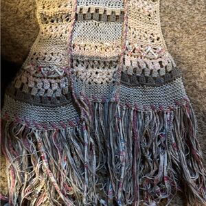 Free People Multicolor Knit Vest with Fringe